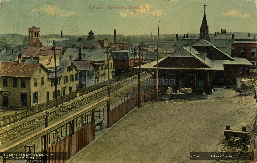 Postcard: Depot, Woonsocket, Rhode Island